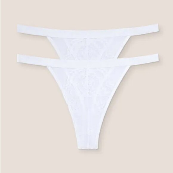 NWT LOUNGE White Lace Thong - Small - Picture 2 of 7